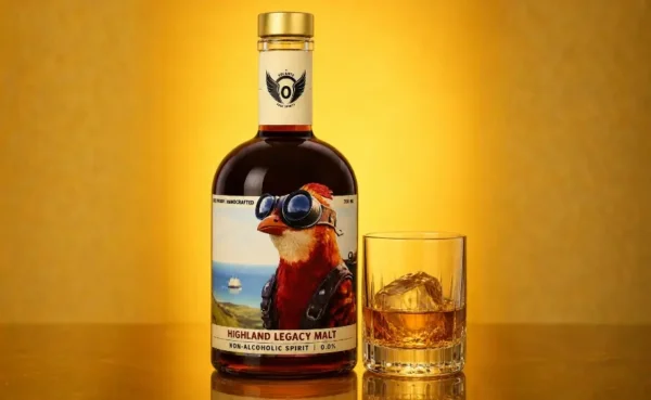 Alkoholfreier Whisky Volante Free Spirits Legacy Malt 0,0 % mit einem Drink auf Eis.